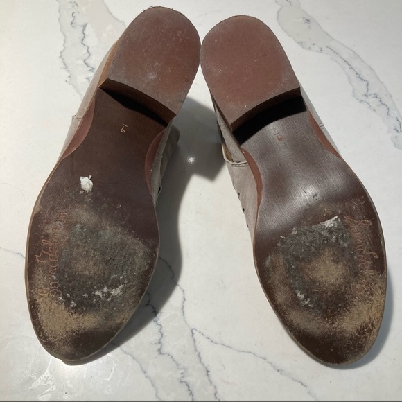 𝅺SAM EDELMAN Sz 9 Suede Crisscross  Cut Out Detail Buckles Stacked Heel Booties - Picture 10 of 15